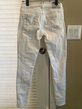 True Religion Women's White Crystal Logo Skinny Jeans
